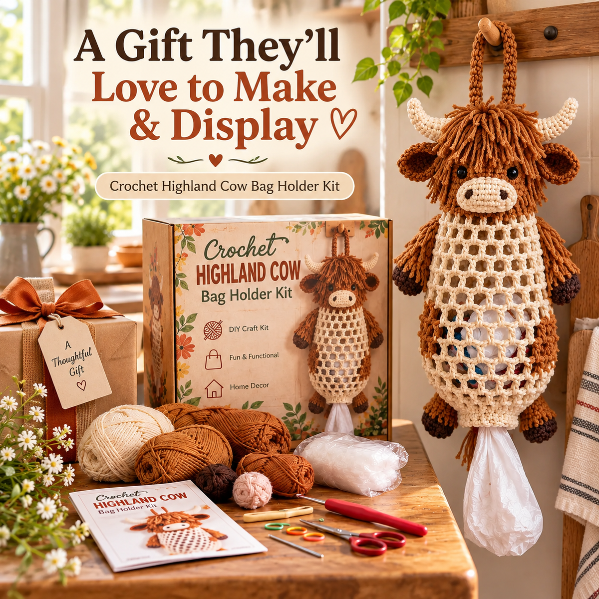 🔥Last Day 50% OFF - Crochet Animal Bag Holder DIY Kit – Cute & Functional Hanging Storage Craft Kit(📦Buy 2 Free Shipping)