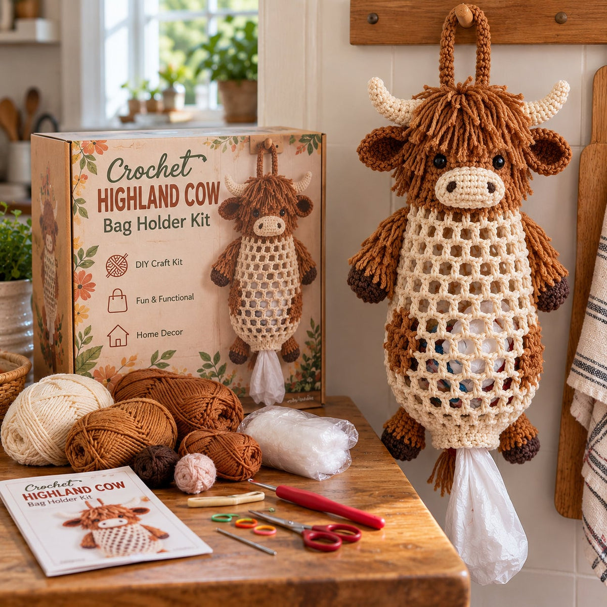 🔥Last Day 50% OFF - Crochet Animal Bag Holder DIY Kit – Cute & Functional Hanging Storage Craft Kit(📦Buy 2 Free Shipping)