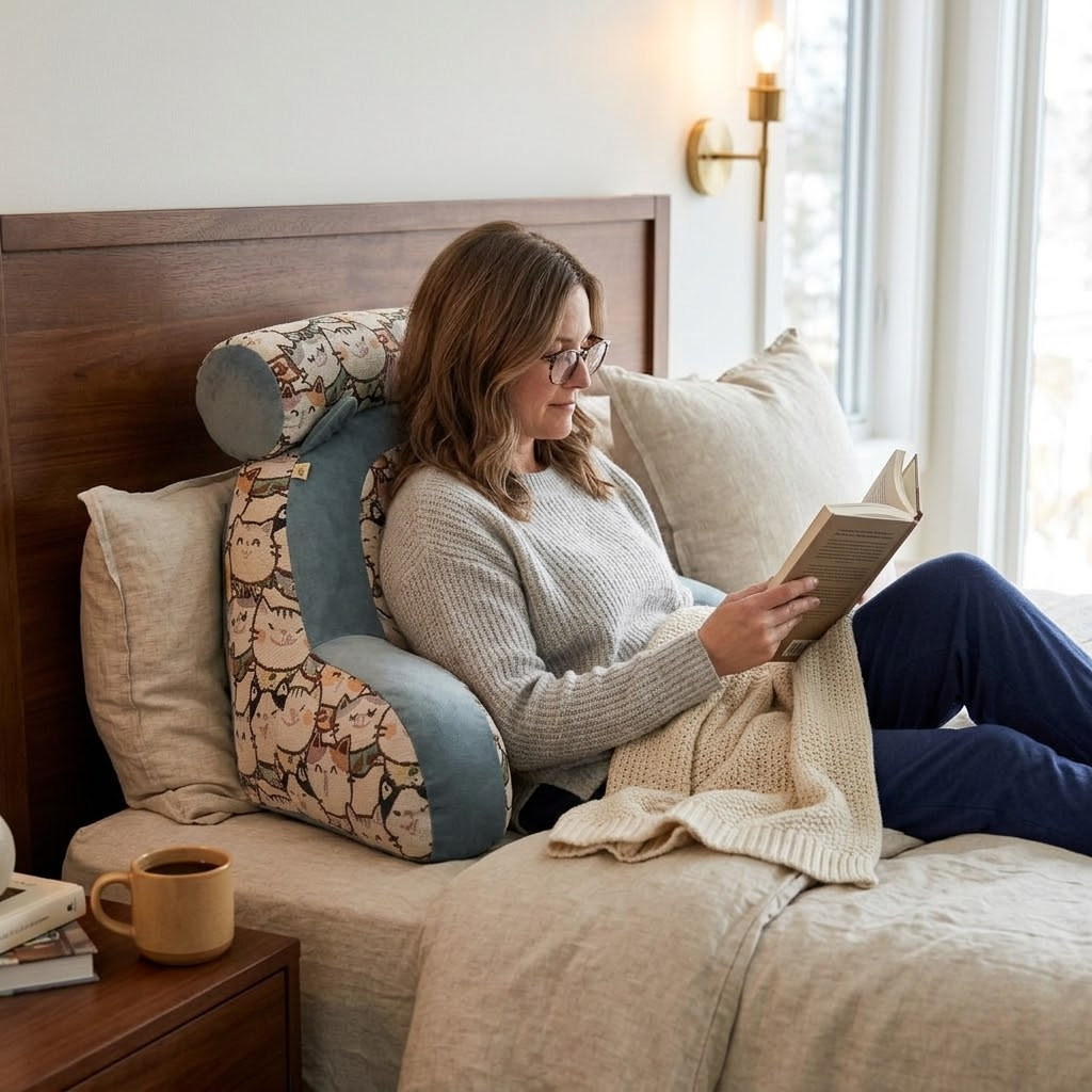 Retro Bedside Backrest with Lumbar Support